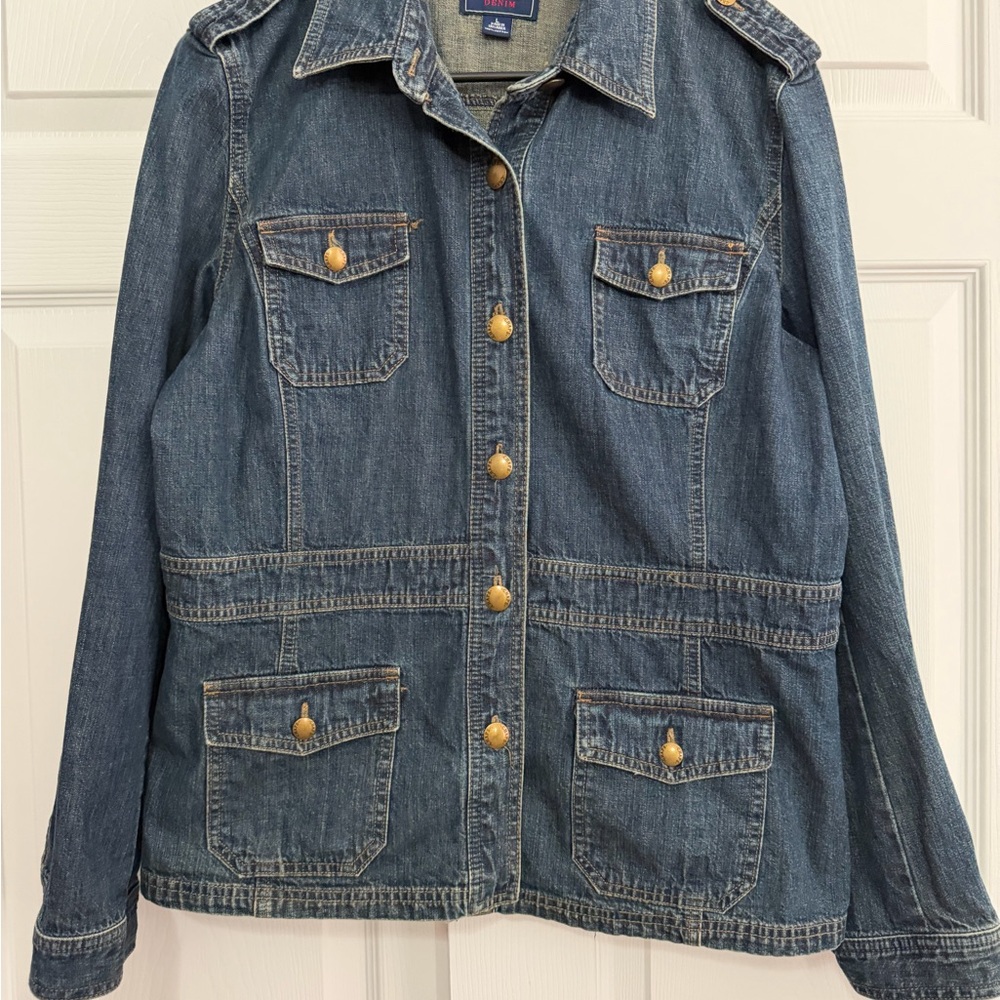 Chaps Blue Denim Jacket with Gold Accents